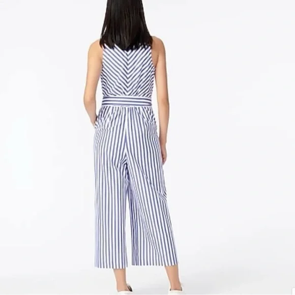 J.Crew striped cotton poplin wide leg jumpsuit size 2 - Picture 4 of 10